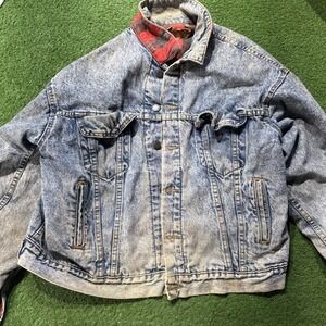 Vintage Levis‎ Jean Trucker Jacket XL USA Made 80s Acid Wash Faded Distressed